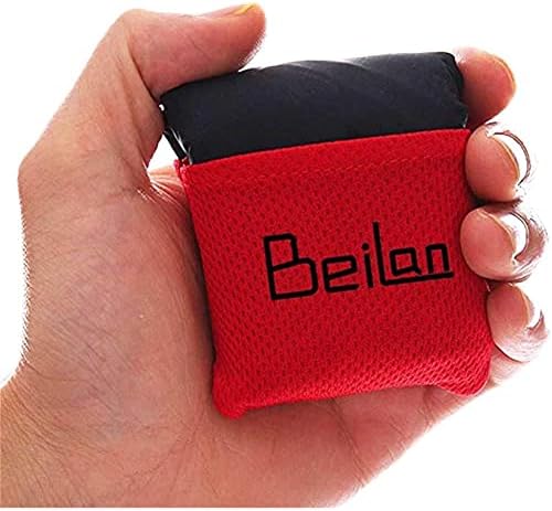 BeiLan Mini Pocket Picnic Blanket Durable Lightweight Waterproof Sand Proof Beach Camping Travel Mat Foldable Thin Ground Sheet for Outdoors Activities (70 * 110cm, Black & Red)