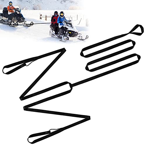 Extra Long 19ft Snowmobile Tow Straps - 4400lbs Break Strength Heavy-Duty ATV Towing Rope with Stainless Steel Hooks for Sled Snowboards Emergency Safety Tool Accessories Kit