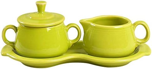 Fiesta Covered Creamer and Sugar Set with Tray, Lemongrass