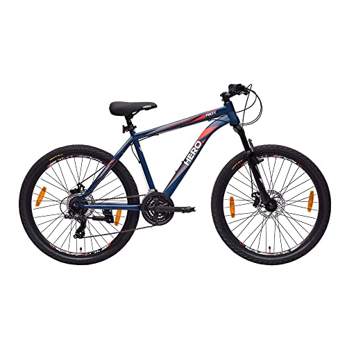 Hero Sprint Riot 26T MTB Geared Cycle| 21 Speed Shimano Gears with Dual Disc | Front-Suspension | Multi-Speed |Navy Blue | Ideal Age 12+ Years for Men and Women