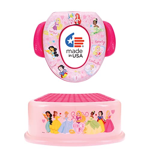 Disney Princess 'Loving Life' 2 Piece Essential Potty Training Set - Soft Cushion, Baby Potty Training, Safe, Easy to Clean, Step Stool