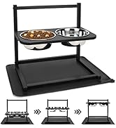 Emfogo Dog Bowls Elevated Dog Bowls Stand Adjustable Elevated 3 Heights5in 9in 13in with Spill Pr...