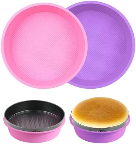 KANIXUM 2-pack Cheesecake Pan Protector, Water Bath Protector for 9,9.5 Inch Round Springform Pan, Round Cake Mold Cake Baking Pans, Preventing Water from Entering the Spring Form Pans(Pink+Violet)…