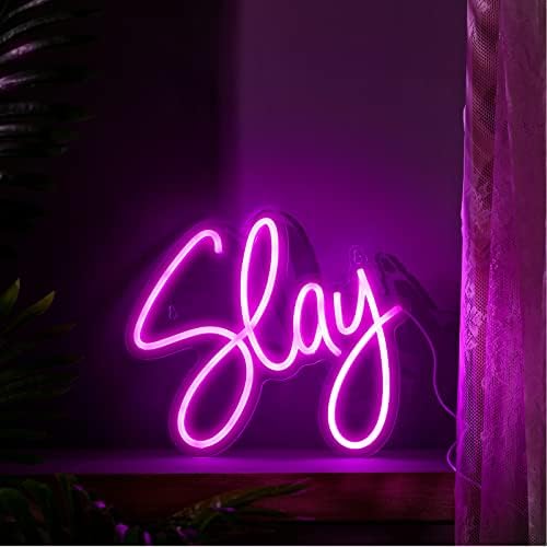 Riakrum Slay Neon Sign for Wall Decor Slay Y2k Lighting LED Neon Light Preppy Aesthetic Cowboy Room Decor for Women Bedroom Dorm Art Wall Decor(Slay)