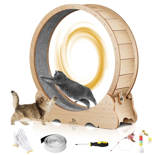 Naviconvex Cat Wheel, 45 inch Large XL Cat Treadmill, Cat Exercise Wheel with Carpeted Runway, Running Wheel for Indoor Cats, Cat Hamster Wheels,Cat Gifts for Cat Lovers,Kitty's Weight Loss and Health