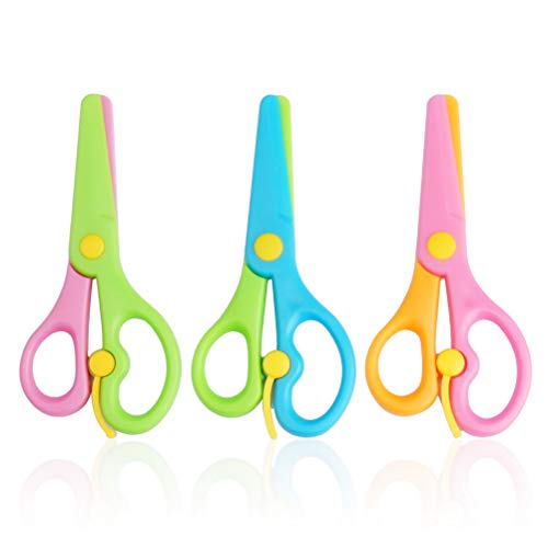 kuou 3 Pcs Children Safety Scissors Set, Toddler Scissors...