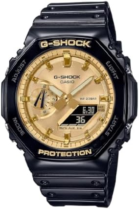 Casio G-Shock GA-2100GB-1ADR Gold Analog-Digital Dial Black Resin Strap Men's Watch Shock and 200M Water Resistant G1453