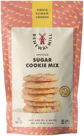 Renewal Mill Sugar Cookie Mix 15 oz, Gluten-Free, Vegan, Non-GMO, Upcycled Ingredients I Easy to Make, Only Requires Oil and Water, Kid-Friendly | Packaging May Vary