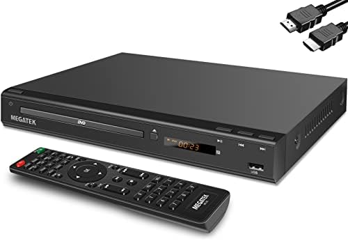 MEGATEK Multi-Region DVD Player for TV with HDMI, CD Player for Home, Plays All Regions and Formats, USB Port, Durable Metal Casing, Remote, HDMI and RCA Cables Included