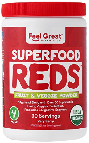 organic fruit vegetable powder - Organic Superfood Reds Powder | Fruit and Vegetable Supplement | Smoothie Mix Loaded with Organic Beet Root Powder | Vital Antioxidants & Polyphenols Supplement…