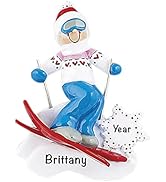 Winter Sport Personalized Christmas Ornaments 2023 - Fast & Free 24h Customization – Girl Skiing ...