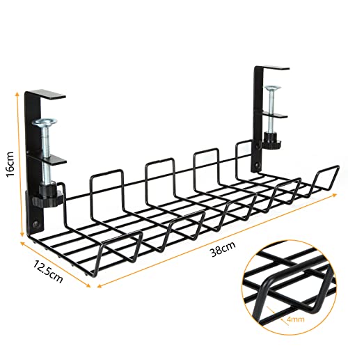 ASelected Under Desk Cable Management Tray, No-Drill Metal Cable ...