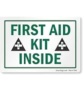 SmartSign "First Aid Kit Inside" Label | 3.5" x 5" Laminated Vinyl