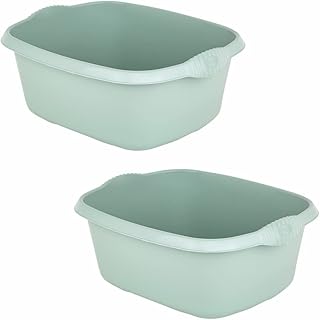 TENLITE [Set of 2] - 39cm Large Plastic Washing Up Bowl Rectangular, 12L Dish Mixing Bowl Protect Your Kitchen Sink from S...