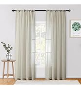 MYSKY HOME Crushed Voile Sheer Curtains for Living Room Rod Pocket Window Treatment Crinkle Sheer...