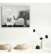 GAFSING Elephant Bathroom Decor Wall Art Canvas Prints Warm Bathtub Picture (12x16 Inch) 1