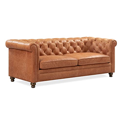 POLY & BARK Lyon 87.4" Sofa in Full-Grain Pure-Aniline Italian Tanned Leather in Cognac Tan