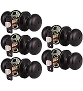 KNOBWELL Oil Rubbed Bronze Door Knobs, 5 Pack Privacy Interior Door Knob with Lock for Bedroom Ba...