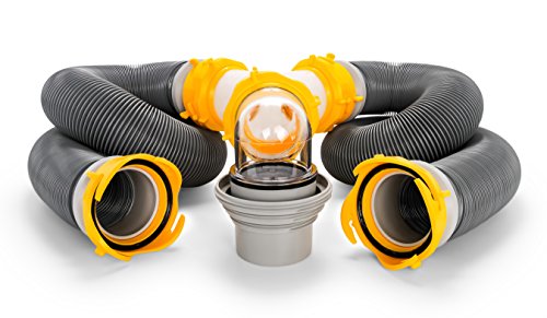 Camco 39666 Deluxe 20 ft Sewer Hose Kit with Swivel Fittings and Wye Connector, Ready To Use Kit Complete with Sewer Wye and Elbow Fittings, Hoses, and Storage Caps