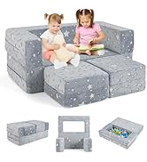 Costzon Kids Couch Set Convertible, 2 Seat Toddler Chair Glow in the Dark,Fold out Children Sofa ...