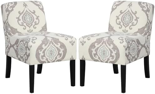 Giantex Armless Accent Chair Set of 2, Upholstered Living Room Chair w/Rubber Wood Legs, Modern Slipper Side Chair, Reading Chair for Living Room, Bedroom, Office, Small Spaces, Beige Floral