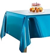 PartyWoo Light Blue Foil Tablecloth, 54 x 108 Inch Rectangle Tablecloth, Foil Tablecloth for 6 to...