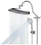 Hibbent 10'' Self-cleaning Rainfall Shower Head, High Pressure Handheld Shower Head, Showerhead C...