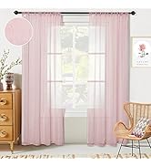 MYSKY HOME Crushed Voile Sheer Curtains for Living Room Rod Pocket Window Treatment Crinkle Sheer...