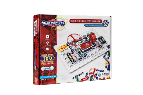 Elenco Snap Circuits Jr. SC-100 Electronics Exploration Kit, Over 100 Projects, Full Color Project Manual, 30 + Snap Circuits Parts, STEM Educational Toy for Kids 8 + , Black