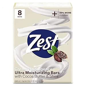 Zest Bar Soap - 8 Bars - Enriched With Cocoa Butter And Shea for Ultra Moisturizing Cleansing - Leaves Your Body Feeling Silky Smooth And Deeply Moisturized