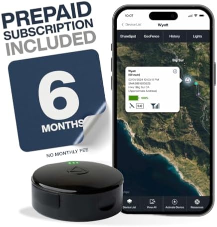 LandAirSea 54 GPS Tracker + 6-Months No Subscription. Long Battery, Magnetic, & Waterproof. Global GPS Tracker for Vehicles. Made in The USA from Domestic & Imported Parts