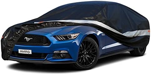 Holthly 10 Layers Coupe Car Cover Waterproof All Weather for Automobiles,100% Waterproof Outdoor Car Covers Rain Snow UV Dust Protection. Custom Fit for Ford Mustang,Chevy Camaro, Chevy Corvette,etc