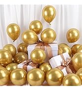 RUBFAC 120pcs Gold Balloons, 5 Inch Chrome Metallic Latex Gold Balloon for Party Supplies Birthda...