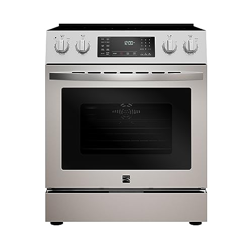 Kenmore Front Control Electric Range Oven with 5 Cooktop Elements with 7 Cooking Power Options, True Convection, Steam and Self Clean, Freestanding Oven, 4.8 cu. ft. Capacity Stainless Steel