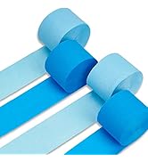 PartyWoo Crepe Paper Streamers 4 Rolls 328ft, Pack of Shades of Blue Paper for Party Decorations,...