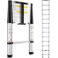 VEVOR Telescoping Ladder, 12.5 FT Aluminum One-button Retraction Collapsible Extension Ladder, 375 LBS Capacity with Non-slip Feet, Portable Multi-purpose Compact Ladder for Home, RV, Loft, ANSI Liste