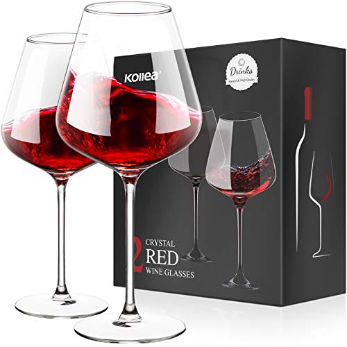 Hand Blown Wine Glasses Set of 2 Kollea Crystal Red White Wine Glasses Elegant Stemmed Wine Glasses 23Oz Wine Lover Gifts for Valentines Day Birthday Anniversary Wedding