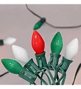 SUNSGNE C7 Christmas String Lights 25 Feet Outdoor String Lights with 27 5W Red Green White Glass...