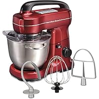  Hamilton Beach 4 Quart 7 Speed Electric Stand Mixer with Dough Hook, Flat Beater Attachments (Red) 