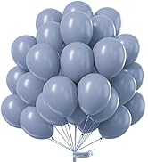 PartyWoo Retro Blue Balloons, 50 pcs 12 Inch Dusty Blue Balloons, Grayish Blue Balloons for Ballo...