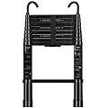 Telescoping Ladder 8.5 FT - Aluminum Telescopic Ladder with Hooks - Folding Extension Ladders for Home Work Loft Roof Attic RV Ladder with EN131 Certification - 330lbs Max Capacity (Black)