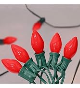 C7 Christmas Outdoor String Lights 25 Feet Edison String Lights with 27 5W Red Glass Bulbs(2 Spar...