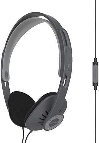 Koss KPH30iK On-Ear Headphones, in-Line Microphone and Touch Remote Control, D-Profile Design, Wired with 3.5mm Plug, Dark Grey and Black