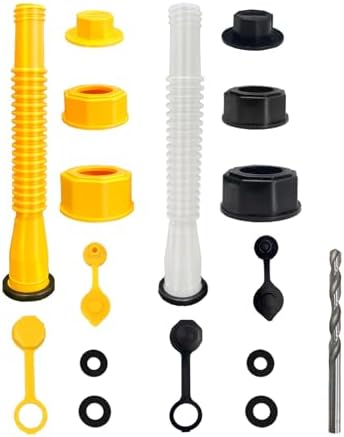 Beiskll Gas Can Spout Replacement Kit, Flexible Nozzle for 1/2/5/10 Gal Cans, 2 Pack (yellow+white)