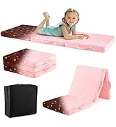 Costzon Foldable Floor Mattress for Kids, Glow in The Dark Toddler Floor Nap Mat w/Washable Flann...