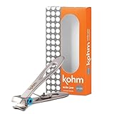 KOHM Nail Clippers for Thick Nails - Heavy Duty, Wide Mouth Professional Fingernail and Toenail Clippers for Men, Women & Seniors, Silver