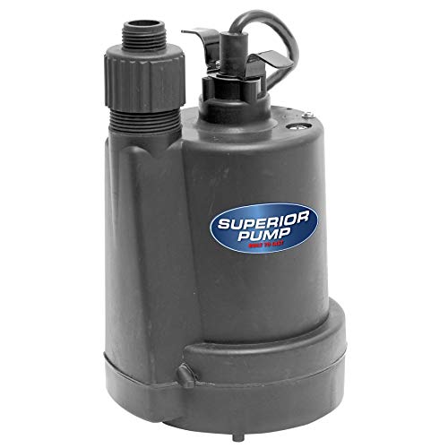 Superior Pump 91250 1 4 HP Thermoplastic Submersible Utility Pump with 10-Foot Cord