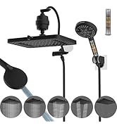 Hibbent Upgraded 5-spray 13'' Dual Filtered Rainfall Shower Head Combo, High Pressure 10-setting ...