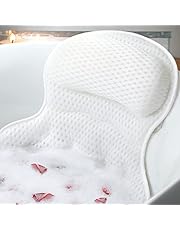 Bath Pillow Bathtub Pillow, Luxury Bath Pillows for Tub Neck and Back Support, Bath Tub Pillow Headrest with Soft 4D Mesh Fabric and Non-Slip Suction Cups, Relaxing Bath Accessories Spa Gifts