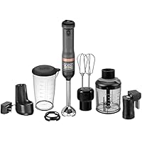  BLACK+DECKER 4-in-1 Kitchen Wand Cordless Immersion Blender with Charging Dock (Grey)